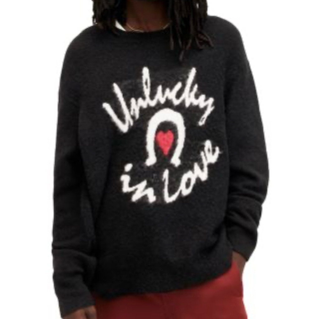 All Saints Black Crew Neck Sweater